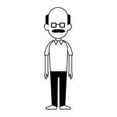 Adult man avatar with mustache and glasses vector illustration graphic design