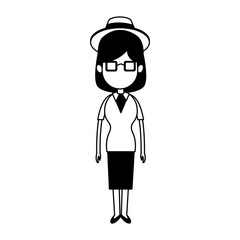 Young and fashion woman avatar with sunglasses and hat vector illustration graphic design