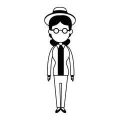 Young and fashion woman avatar with sunglasses and hat vector illustration graphic design