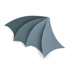 Bat wing in trendy paper cut craft graphic style. Modern design for advertising, branding greeting card, cover, poster, banner. Vector illustration.