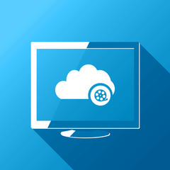 Fototapeta premium Video Cloud Computing. Desktop. Flat style design with long shadow