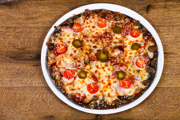 Pizza pepperoni with pepper