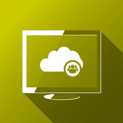 Cloud Computing Public Account. Desktop. Flat style design with long shadow