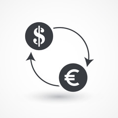 Money convert icon. Euro Dollar