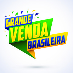 Grande venda Brasileira, Brazilian Great sale Portuguese text vector modern colorful promotional banner