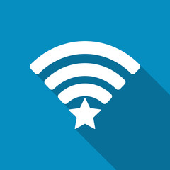 Wifi star sign. Favorite Wi-fi symbol. Wireless Network icon. Wifi zone. Flat design style