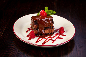 Chocolate cake with raspberry