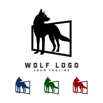 Black Wolf logo design template ,Vector illustration 