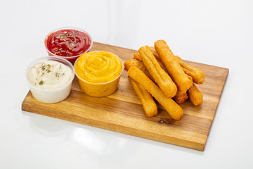 Chicken fingers with sauce