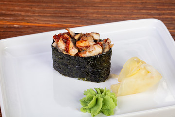Japanese sushi gunkan eel