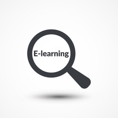 Magnifying glass with word E-learning