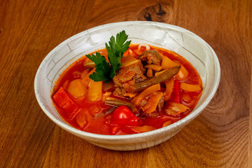 Traditional lagman soup