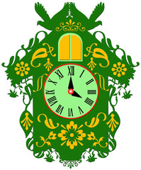 Decorative green cuckoo clock