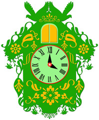 Decorative green cuckoo clock
