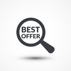 Best Offer under magnify search investigation illustration design over a white background