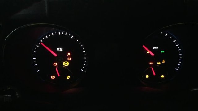 Car instrument panel on starting car
