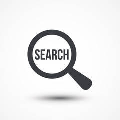 Search word within magnifying glass illustration design over white