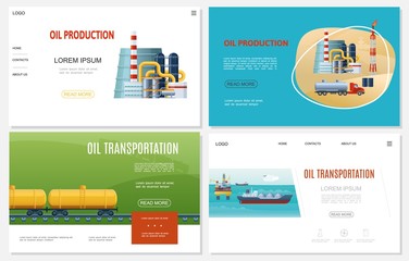 Flat Oil Industry Websites Set