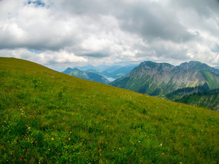 Summer landscape of Switzerland mountain nature at Rochers-de-Naye
