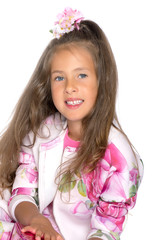 Fashionable little girl in a dress