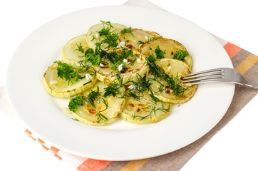 Food for diabetics. Vegetable dish of zucchini