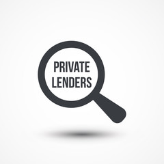 Private Lenders magnify review icon concept illustration