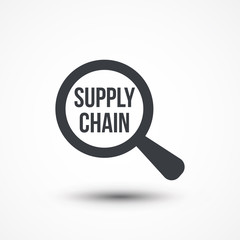 Supply Chain word under magnifier illustration design icon