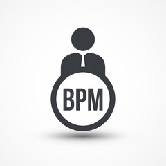 Human flat icon with word BPM business process management
