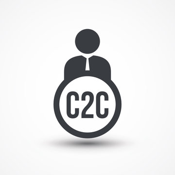 Human Flat Icon With Word C2C Client To Client