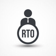 Human flat icon with word RTO recovery time objective