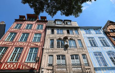 The traditional half timbered Normand houses, Normandy.