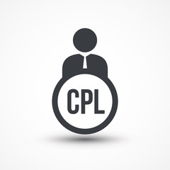 Human flat icon with word CPL cost per lead