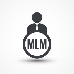Human flat icon with word MLM Multi Level Marketing
