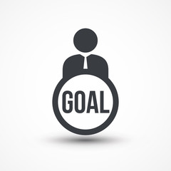 Person flat icon presenting word goal concept isolated