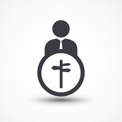 Fototapeta premium Business person with blank road sign flat icon