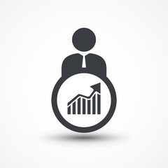 Business person with chart graph flat icon