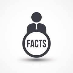 Business person with text FACTS flat icon