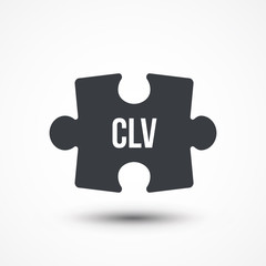 Puzzle piece. Concept image of acronym CLV as Customer Lifetime Value. Flat icon