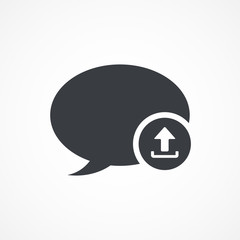Speech bubble icon with upload sign