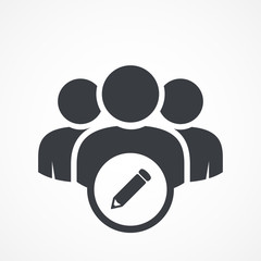 User group icon. Management Business Team Leader Sign. Social Media, Teamwork concept. Pencil icon. Edit symbol