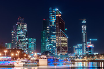 night cityscape Moscow City