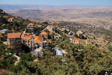 Fototapeta na wymiar View to Rachaiya village in Bekaa valley, Lebanon