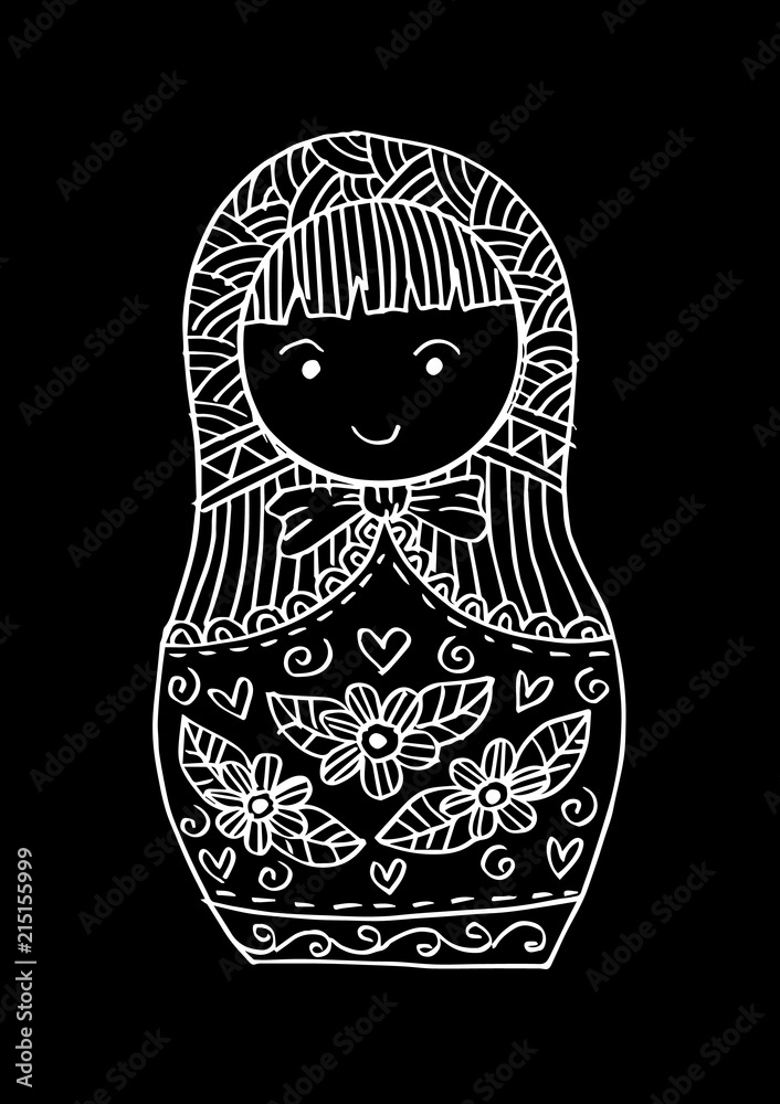 Wall mural Doodle of Russian doll Matrioshka Babushka