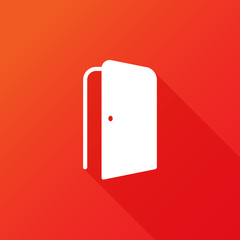 Door icon in flat style isolated on red background. Login symbol for your web site design