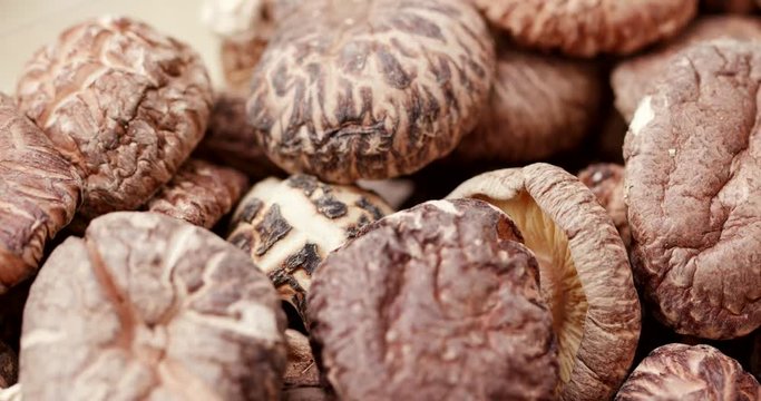 Chinese medicine dry mushroom in rotation