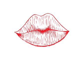 Woman lips. Sketchy style