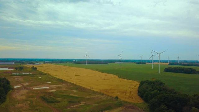 Drone of multiple windmills in large field