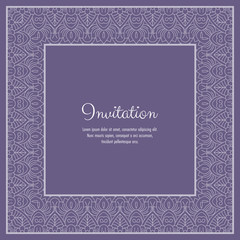 Abstract ornamental lace frame for greeting card or invitation. Vector Illustration
