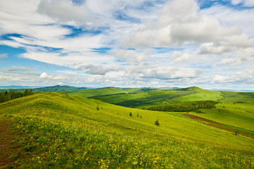 The summer Hulunbuir grasslands of inner Mongolia, China