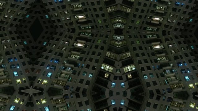 Timelapse kaleidoscope of city building